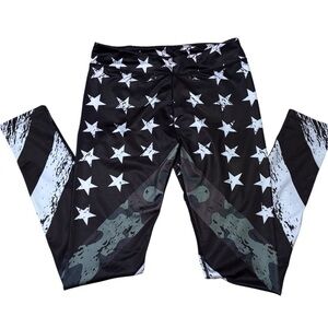 XLUSION Leggings Stars Stripes Camo Army Military Large NWOT